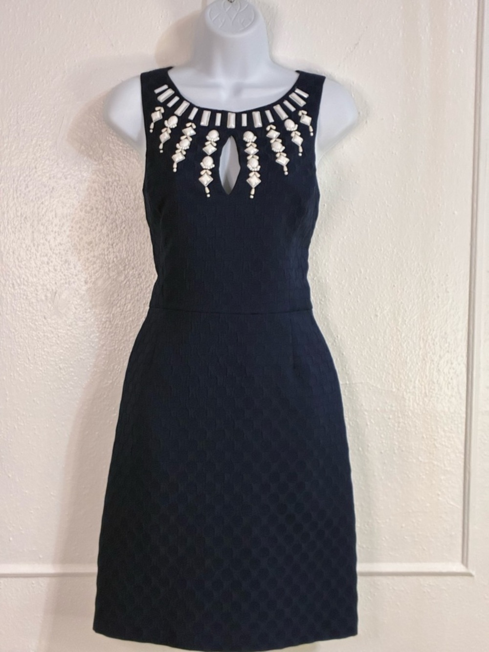 Laundry by Shelli Segal navy mini dress w/ studded neckline